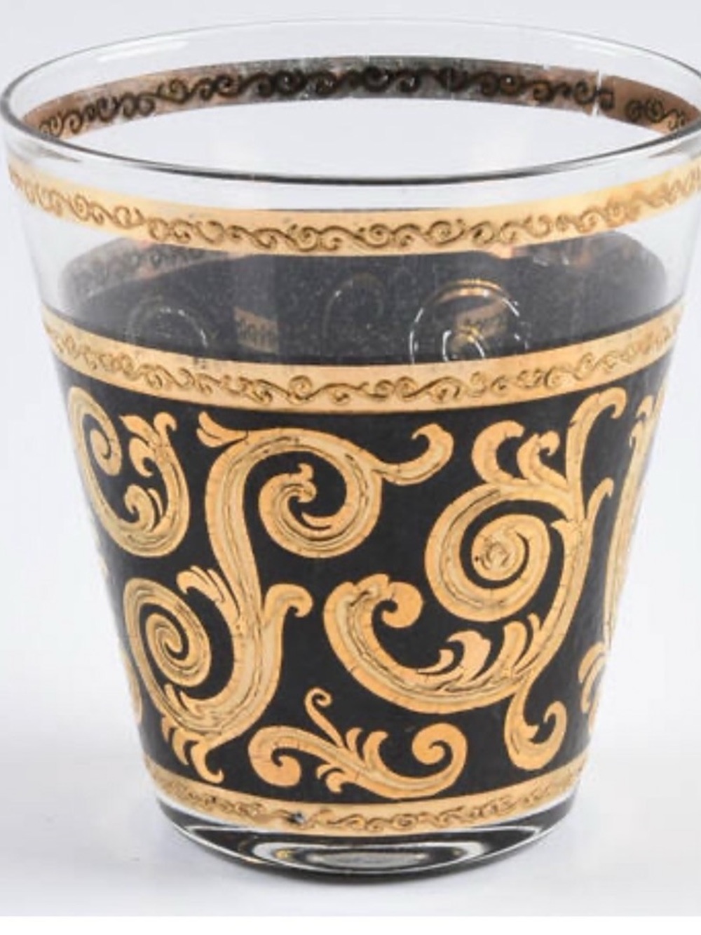 Culver Gold Scroll Decorative Glass set - Black and Gold